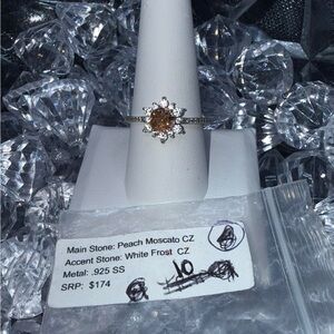 Ryze party Peach Moscato CZ Silver Ring sterling silver .925